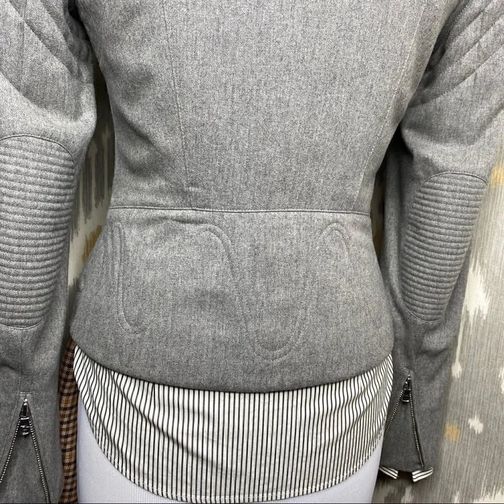 Ralph Lauren Grey Cashmere Blend Moto Jacket - Picture 7 of 16